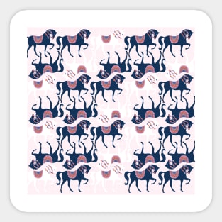 Cute Horses On Pink Background Sticker